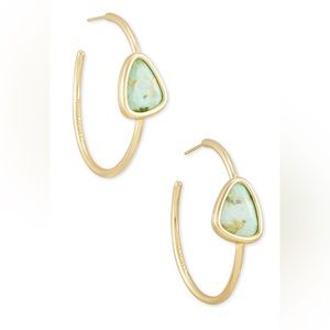 Kendra Scott Margot Hoop Gold w/ Sea Green Stone